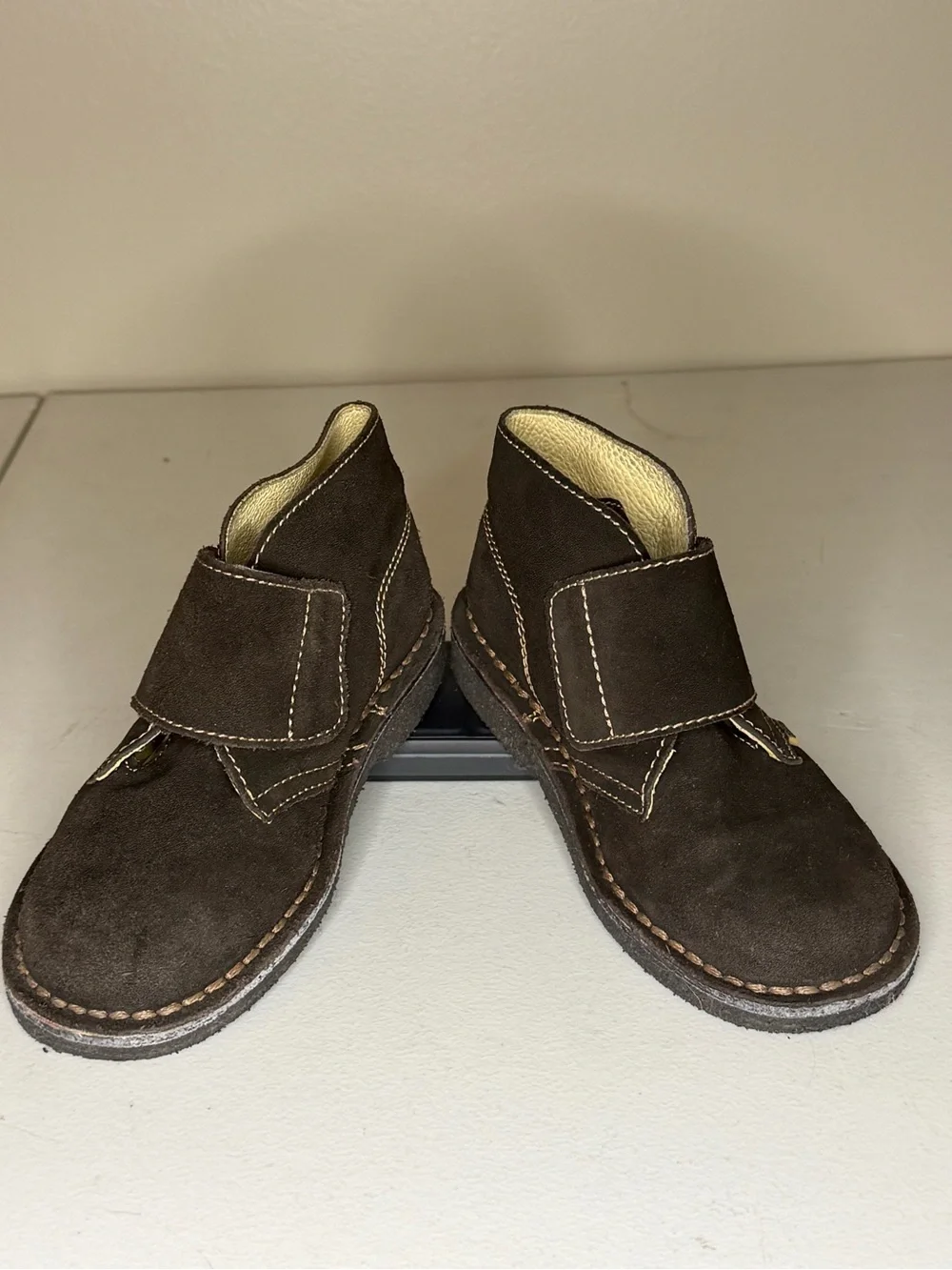 Primigi Brown Suede Chukka Boots with Hook-and-Loop Strap